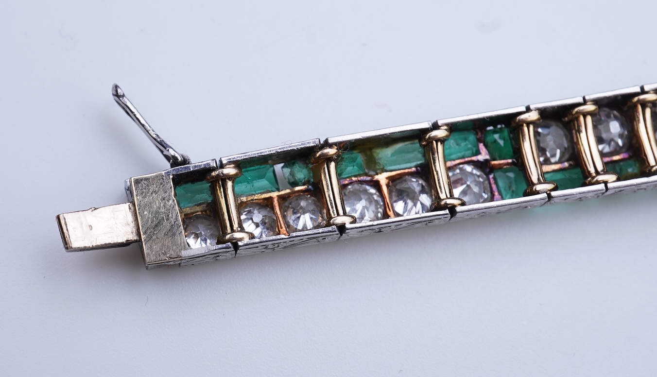 An Art Deco emerald and diamond bracelet, 1920s